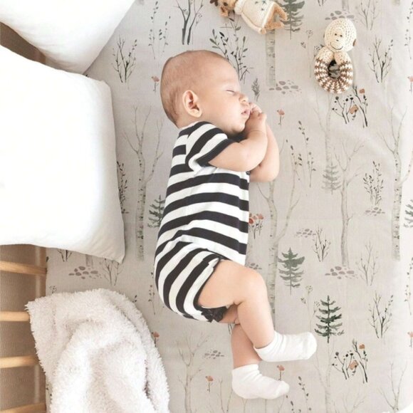 GLLQUEN BABY Crib & Toddler Mattress Fitted Sheet Set 2-Pack Boys Girls 47x24x6' - Picture 2 of 9